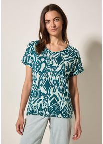 Cecil Damen Print-Shirt, grün, casual, Gr. XXL, bedruckt, Stoff, 55% Leinen, 45% Viskose, Shirts, mit abgerundetem V-Ausschnitt