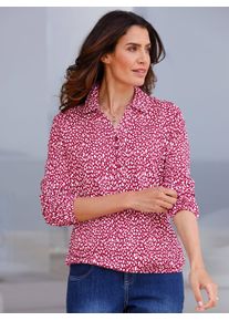 Inspirationen Damen Poloshirt "Langarm-Shirt", rot, Gr. 40, gemustert, mehrfarbig, bedruckt, 50% Baumwolle, 50% Modal, Shirts