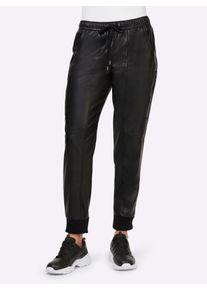 Heine Damen Jogger Pants, schwarz, Gr. 21, unifarben, 100% Polyester, Einsatz:94% Polyester, 6% Elasthan, Hosen