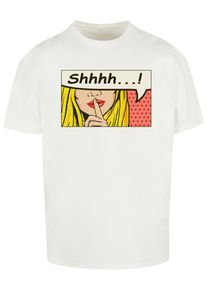 Merchcode Herren T-Shirt "Merchcode Herren Silent Sign Comic Heavy Oversized Tee", weiß, casual, Gr. S, bedruckt, 100% Baumwolle, Shirts
