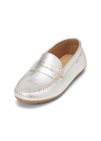 Marc O'Polo MARC O'POLO Damen Mokassin "aus Rindleder mit Metallic-Glanz", Gr. 42, silber, Obermaterial: 100% Leder, unifarben, casual, Schuhe