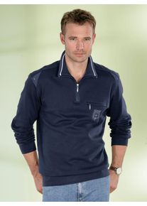 CLASSIC Herren Langarm-Poloshirt "Sweatshirt", blau, Gr. 56, unifarben, 100% Baumwolle, Shirts