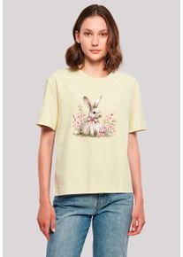 F4NT4STIC Damen T-Shirt "Niedlicher Osterhase mit Blumen", gelb, casual, Gr. XXL, Obermaterial: 100% Baumwolle, Shirts, Premium Qualität