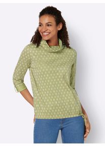 Inspirationen Damen Rollkragenshirt "Rollkragen-Shirt", grün, Gr. 38, gemustert, mehrfarbig, bedruckt, 100% Baumwolle, Shirts