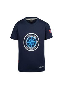 Trollkids Kinder T-Shirt "KIDS WINDROSE T"navy, cloudy grau, sportlich, Gr. 128, Obermaterial: 65% Baumwolle, 35% Polyester, Shirts
