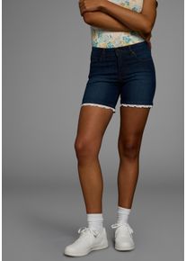 Kangaroos Damen Jeansshorts, blau, casual, Gr. 48, Denim/Jeans, Spitze, Obermaterial: 81% Baumwolle, 17% Polyester, 2% Elasthan, Jeans, mit Spitze