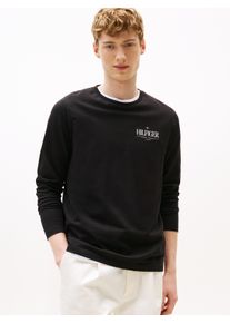 Tommy Hilfiger Herren Longsleeve "HILFIGER STACK LS TEE", schwarz, casual, Gr. XL, Single Jersey, Obermaterial: 100% Baumwolle, Shirts,