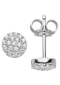 Jobo Damen Paar Ohrstecker, Silber 925 (Sterlingsilber), silber, Silber 925 (Sterlingsilber), Ohrringe, rund 925 Silber mit 38 Zirkonia
