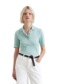 Marc O'Polo Damen Poloshirt "aus softem Ripp-Jersey", blau, casual, Gr. XL, MARC O'POLO DENIM, unifarben, Obermaterial: 96% Baumwolle, 4% Elasthan, Shirts