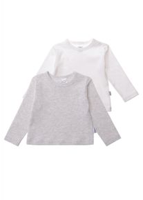 Liliput Jungen Langarmshirt, grau, Gr. 98, meliert, 100% Baumwolle, Shirts, mit praktischen Druckknöpfen