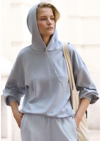 Damen Kapuzenpullover, Copenhagen Studios, Gr. 40, blau, Sweatware, Obermaterial: 54% Modal, 40% Polyester, 6% Elasthan, unifarben, casual, Pullover,