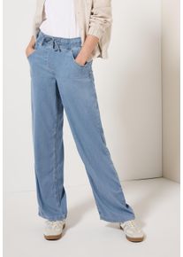Cecil Damen Webhose "Style Neele", blau, casual, Gr. M, unifarben, Web, Obermaterial: 97% Lyocell, 3% Elasthan, Hosen, mit eelastischem Bund und