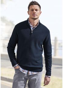 Herren Troyer, blau, casual, Gr. S, AUTHENTIC LE JOGGER, unifarben, Strick, Obermaterial: 50% Baumwolle, 50% Polyacryl, Pullover, Pullover mit