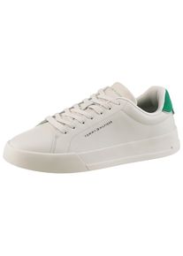 Tommy Hilfiger Herren Sneaker "TH COURT LTH DETAIL ESS", Gr. 43, beige, Leder, Lederimitat, sportlich, Schuhe, Freizeitschuh, Halbschuh, Schnürschuh