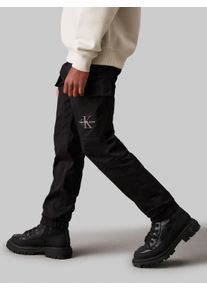 Jungen Sweathose "ESSENTIAL WOVEN CARGO PANTS", schwarz, casual, Gr. 4, Calvin Klein Jeans, Web, Obermaterial: 98% Baumwolle, 2% Elasthan, Hosen, für
