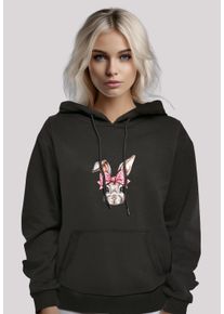 F4NT4STIC Damen Kapuzenpullover "Niedlicher Hase mit Schleife", schwarz, casual, Gr. XL, Obermaterial: 65% Baumwolle, 35% Polyester, Pullover,