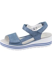 Waldläufer WALDLÄUFER Damen Riemchensandale "H-MICHELLE", Gr. 4, blau, Nubukleder, elegant, Schuhe, Sommerschuh, Sandalette, Keilabsatz, mit Luftkammernsohle,