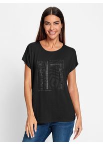 Heine Damen T-Shirt "Shirt", schwarz, Gr. 40, gemustert, 95% Viskose, 5% Elasthan, Shirts