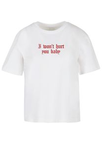 MISS TEE Herren T-Shirt "Miss Tee Damen Won't Hurt Tee", weiß, casual, Gr. XS, bedruckt, 100% Baumwolle, Shirts