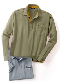 CLASSIC Herren Poloshirt "Langarm-Poloshirt", grün, Gr. 44, unifarben, 62% Baumwolle, 38% Polyester, Shirts