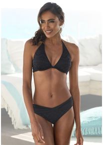 Lascana Damen Bügel-Bikini-Top "Omara", schwarz, modisch, Gr. 36, unifarben, Microfaser, Recycling-Polyamid, Bikini-Oberteile, mit Lochstickerei