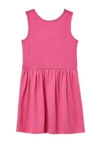 s.Oliver JUNIOR Mädchen Sommerkleid, pink, casual, Gr. 110, unifarben, Web, Obermaterial: 95% Baumwolle, 5% Elasthan, Kleider, mit Schleife am Rücken