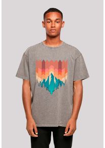 F4NT4STIC Herren T-Shirt "Berg Sonnenuntergang Geometrisch", grau, casual, Gr. XL, Obermaterial: 100% Baumwolle, Shirts, Premium Qualität