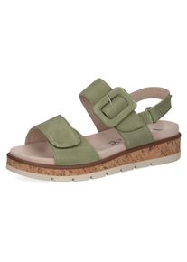 Caprice Damen Keilsandalette, Gr. 36, grün, Veloursleder, modisch, Schuhe, Riemchensandale, Sommerschuh, Klettverschluss unter der Zierschnalle