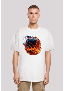 F4NT4STIC Herren T-Shirt "Basketball On Fire Sport OVERSIZE TEE", weiß, casual, Gr. S, Obermaterial: 100% Baumwolle, Shirts, Print