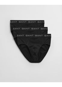 Gant Herren Slip "BRIEF 3-PACK", Gr. XL, schwarz, Jersey, Obermaterial: 95% Baumwolle, 5% Elasthan, Unterhosen, Gestrickter Jacquard-Bund