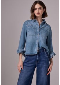 Damen Jeansjacke, blau, casual, Gr. 44, STREET ONE STUDIO, unifarben, Jeans, 100% Baumwolle, Jacken, mit Brusttasche