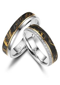 MARRYA Damen Partnerring, 56, schwarz, Fingerringe