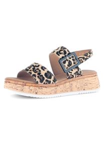Gabor Damen Plateausandaletten "RHODOS", Gr. 42, braun, Ziegenveloursleder, animal-print, modisch, Schuhe, Keilabsatz, Sommerschuh in bequemer