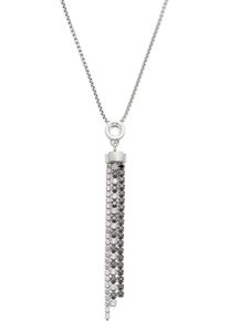 Leonardo Damen Kette mit Anhänger "Halskette Atura, 024316", Edelstahl, L: 49cm B: 70mm, schwarz-weiß, Edelstahl, B:70mm, Halsketten, mit Zirkonia
