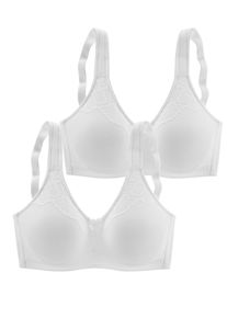 Naturana Damen Bügelloser BH, Gr. 85, weiß, Obermaterial: 95% Baumwolle, 5% Elasthan. Spitze: 81% Polyamid, 19% Elasthan, unifarben, klassisch, BHs,