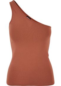 Urban Classics Herren Muskelshirt "Urban Classics Damen Ladies Asymmetric Top", orange, casual, Gr. M, unifarben, 95% Baumwolle, 5% Elasthan, Shirts
