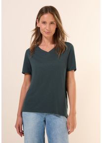 Cecil Damen T-Shirtslate khaki, casual, Gr. XXL, unifarben, Web, Stoff, 50% Baumwolle, 50% Modal, Shirts, mit V-Ausschnitt