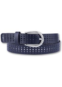 Bernd Götz BERND GÖTZ Damen Ledergürtel, blau, casual, Gr. 100, Ausstanzungen, unifarben, genarbt, Leder, Gürtel, mit stylischem Rasterdesign