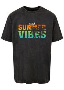 Merchcode Herren T-Shirt "Merchcode Herren Good Summer Vibes Acid Washed Oversize Tee", schwarz, casual, Gr. XS, bedruckt, 100% Baumwolle, Shirts