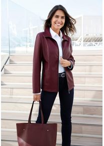 Classic Basics Damen Lederimitatjacke, rot, Gr. 44, unifarben, 100% Viskose, Jacken