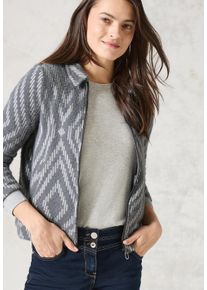 Cecil Damen Cardigan, grau, casual, Gr. L, gemustert, Strick, Obermaterial: 65% Polyamid, 23% Polyester, 12% Viskose, Strickjacken, mit grafischem
