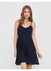 Only Damen Trägerkleid "ONLHELENA LACE S/L SHORT DRESS WVN", blau, feminin, Gr. 42, unifarben, Web, Obermaterial: 100% Baumwolle, Kleider, mit