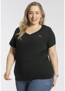 LEVI'S® PLUS LEVI'S PLUS Damen V-Shirt "V NECK TEE", schwarz, casual, Gr. XXL, Jersey, Obermaterial: 100% Baumwolle, Shirts