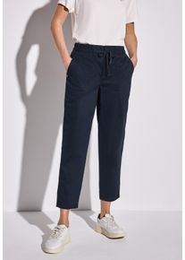 Street One Damen Cargohose, blau, casual, Gr. 36, unifarben, Web, 98% Baumwolle, 2% Elasthan, Hosen, Middle Waist