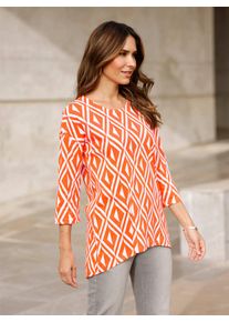 Classic Basics Damen Longshirt "Longshirt", orange, Gr. 38, gemustert, mehrfarbig, 100% Baumwolle, Shirts