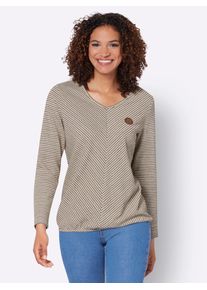 Casual Looks Damen Langarmshirt "Shirt", braun, Gr. 40, gemustert, mehrfarbig, gestreift, 60% Viskose, 40% Baumwolle, Shirts