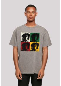 F4NT4STIC Herren T-Shirt "Bob Marley Colour Blocks Two Sleeves Reggae Music", grau, casual, Gr. L, Obermaterial: 100% Baumwolle, Shirts, Premium