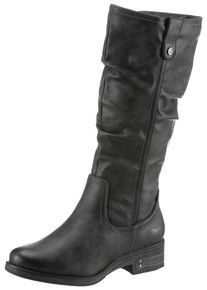 Mustang Shoes Damen Winterstiefel, Gr. 38, grau, Lederimitat, used, modisch, Schuhe, Langschaftstiefel, Blockabsatz, mit Raffungen am slouchy Schaft