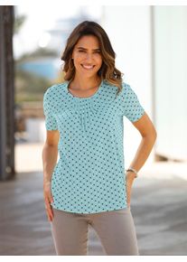 Classic Basics Damen Kurzarmshirt "Shirt", grün, Gr. 44, gemustert, mehrfarbig, 100% Baumwolle, Shirts