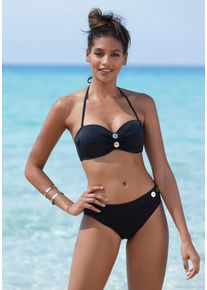 Vivance Damen Bügel-Bandeau-Bikini, schwarz, Gr. 38, Polyamid, Bikini-Sets, mit edlen Zierknöpfen